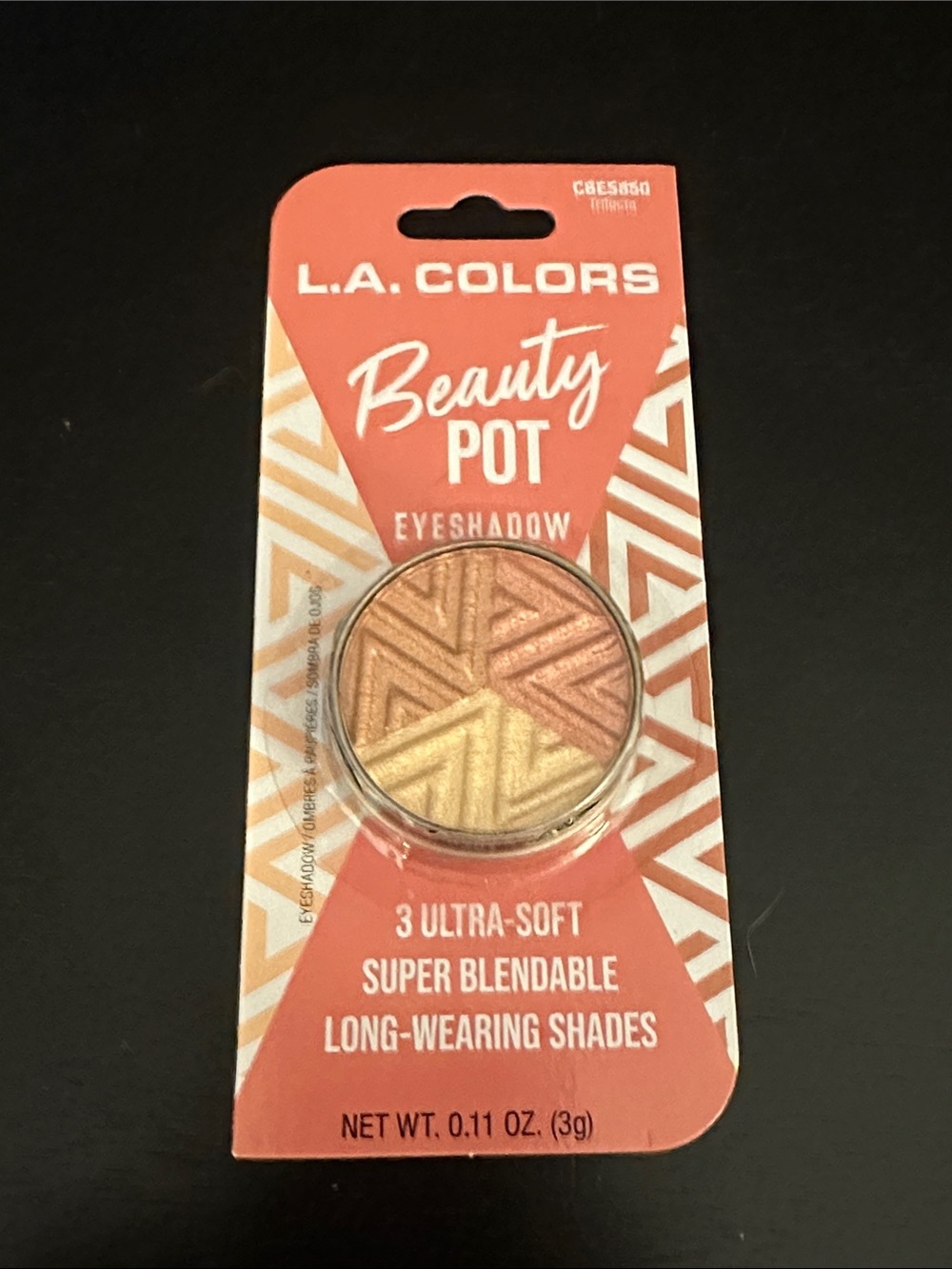 L.A. COLORS Beauty Pot Eyeshadow Trio - trifecta Peach, Rose Gold & Gold